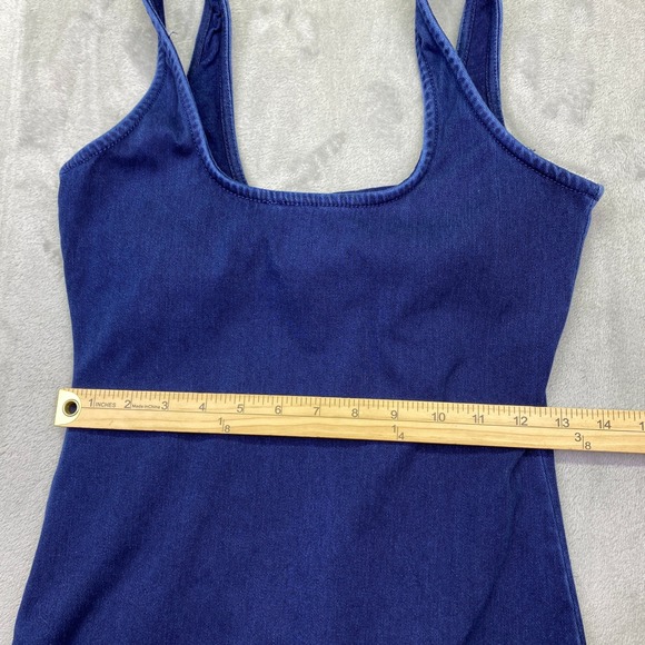 Good American Soft Sculpt Denim Tank Minidress Dark Wash Bodycon Size 1 - Picture 3 of 8